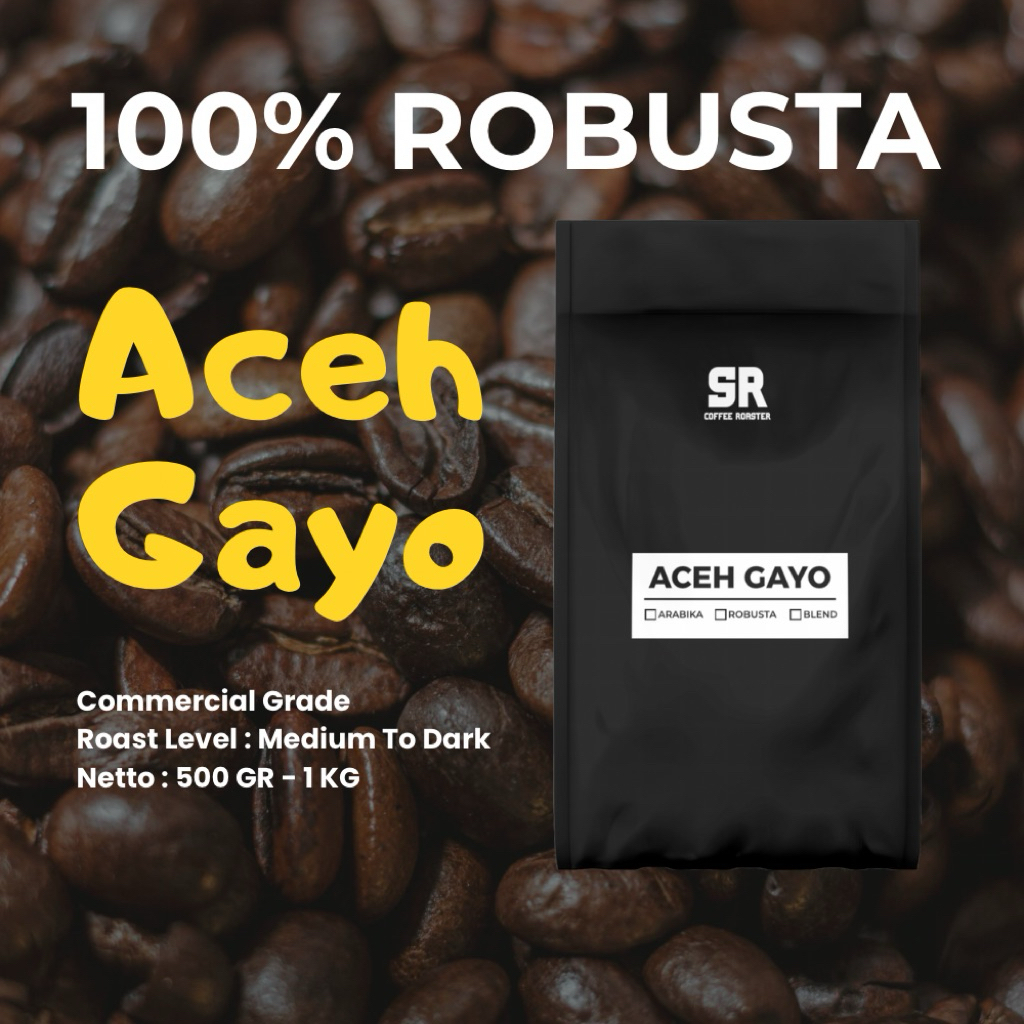 Kopi Aceh Gayo Robusta Medium To Dark Roast - Biji Bubuk Kopi Aceh Gayo Full Robusta 500gr 1kg