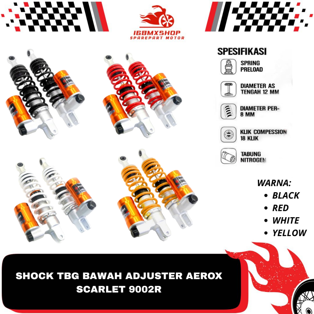 Shockbreaker Tabung Bawah AEROX { 9002R } Scarlet