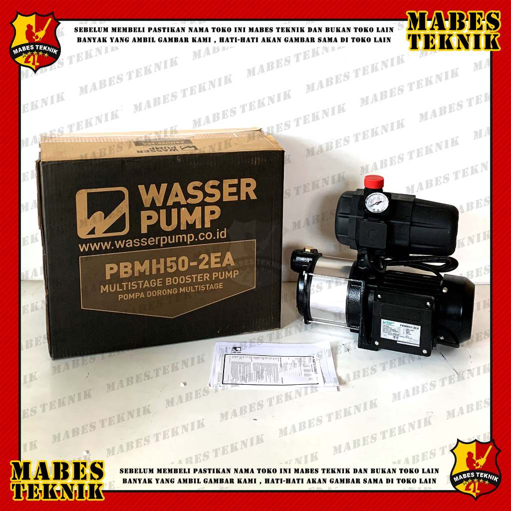 BOOSTER PUMP WASSER PBMH50-2EA MESIN POMPA AIR DORONG MULTISTAGE WASSER PBMH 50-2EA DENGAN OTOMATIS 