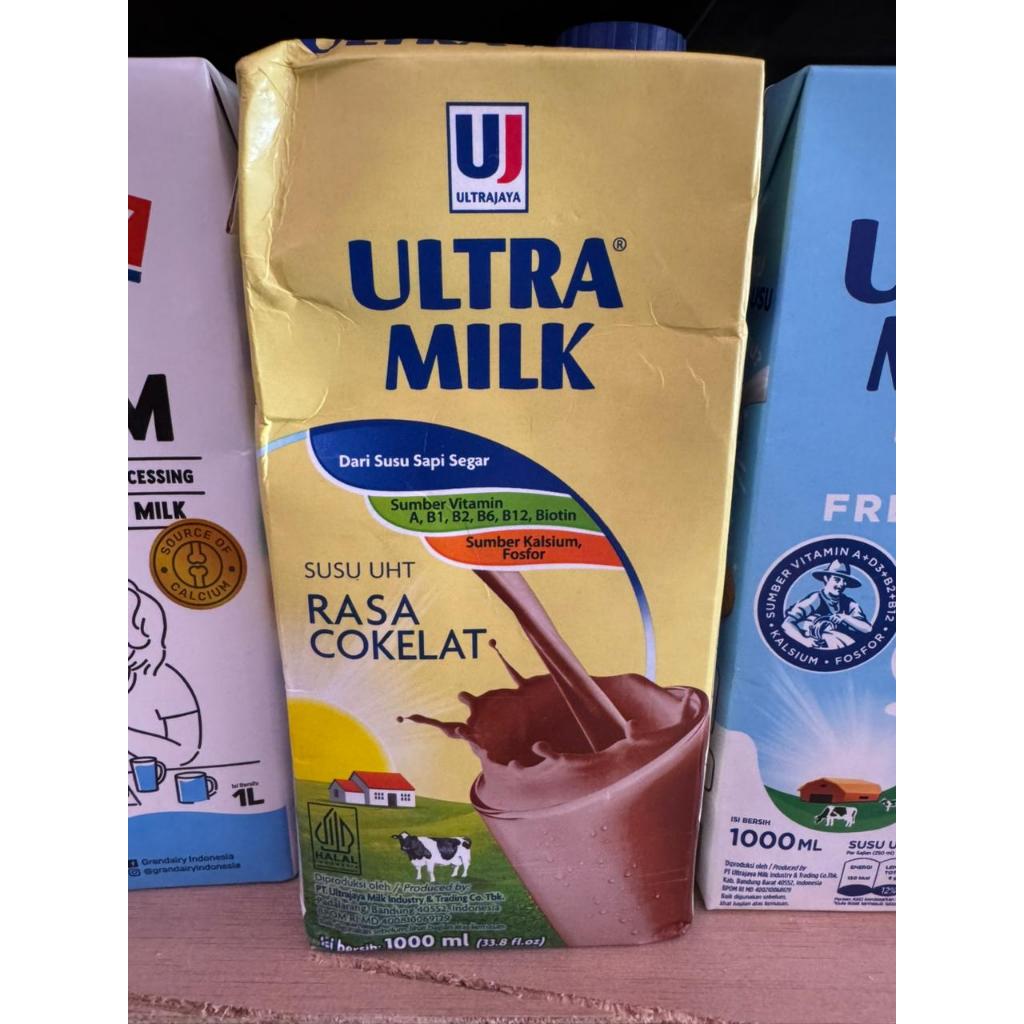 susu uht full cream ultra milk putih cokelat / susu uht ultra milk 1 liter