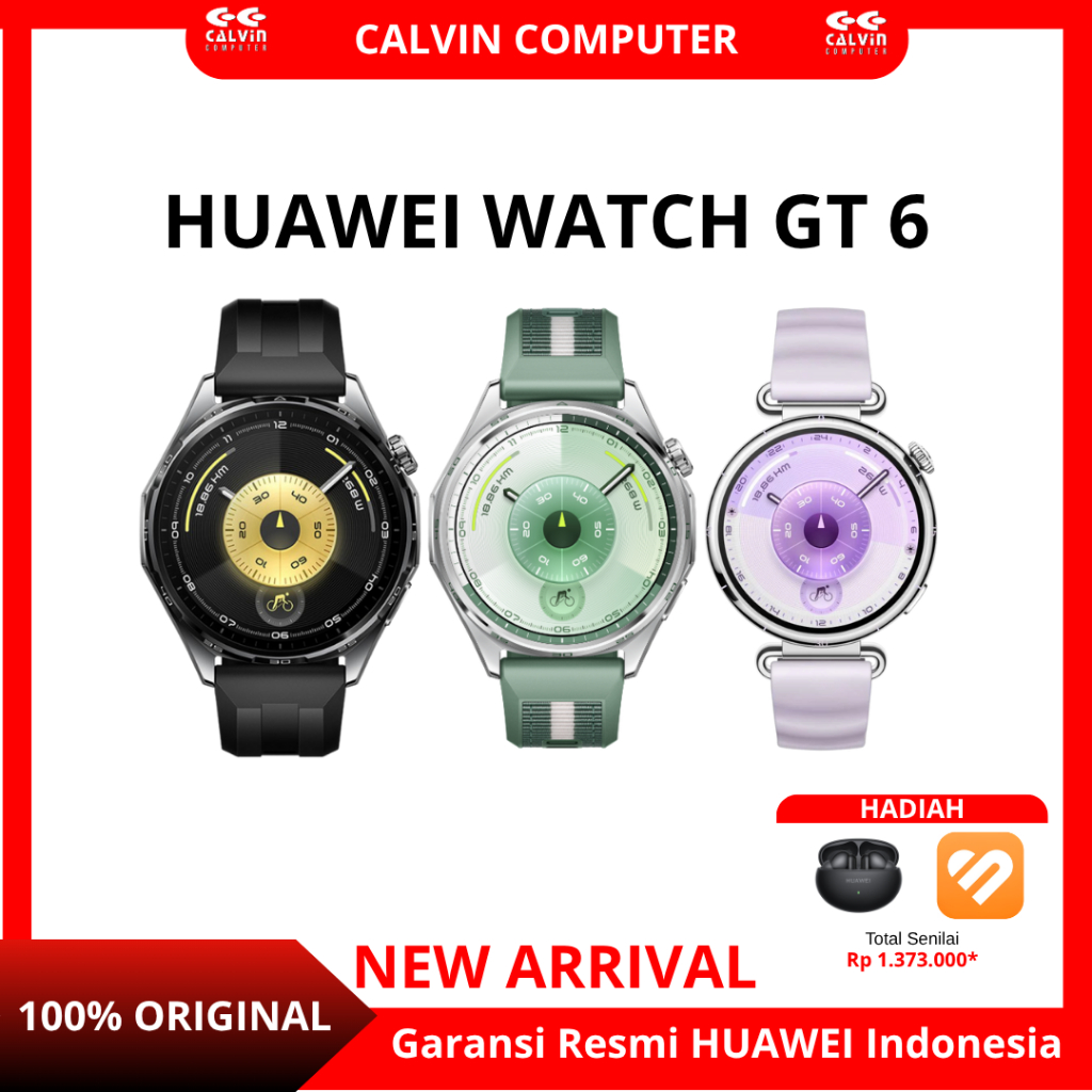 HUAWEI WATCH GT 6 46MM ATM-B19 Smartwatch AMOLED HarmonyOS 21 Hari Baterai ECG Bonus FreeBuds 6i