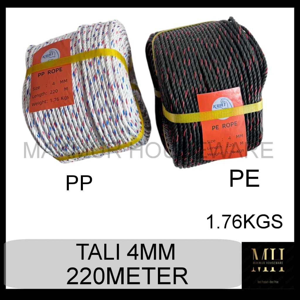 TALI TAMBANG 4MM PANJANG 220METER 1,76KGS / TALI TAMBANG NILON 4MM / TALI TAMPAR 4MM