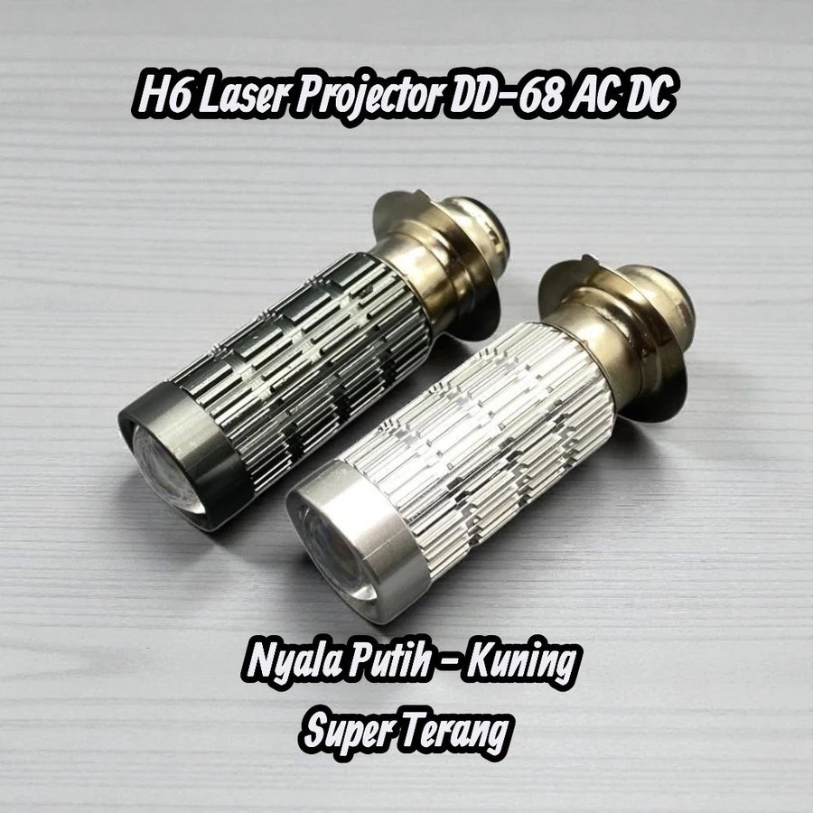 Lampu Utama Motor LED H6 Projector Laser – Cahaya Putih & Kuning Terang Fokus