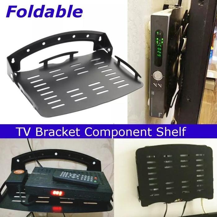 Ambalan Rak Besi Bracket Holder Mesin DVD DVR CCTV Rak Dinding Lipat Taruh Proyektor Mini Router Wif