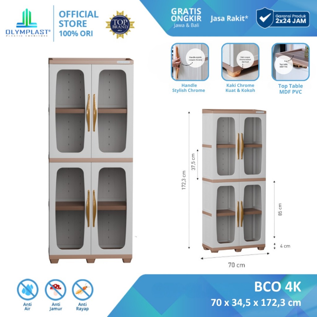 Olymplast BCO 4K / Lemari Serbaguna Plastik / Lemari Pakaian / Lemari Hias Kaca
