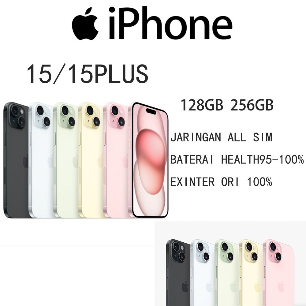HP IPHONE 15/15Plus IPHONE 15 PLUS SecondN BARANG  BERGARANS 128GB 256GB 512GB Fullset Mulus