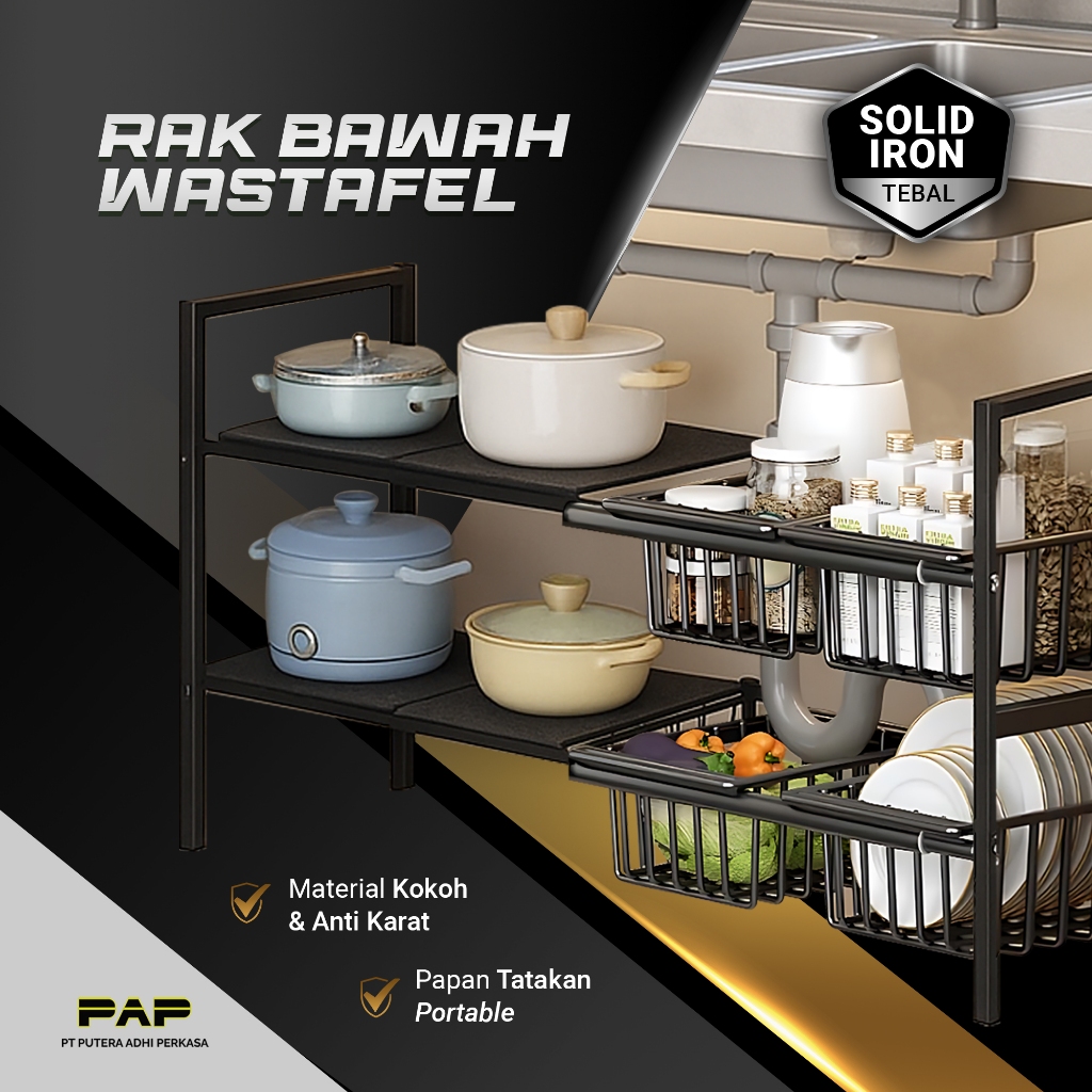 Rak Kolong Dapur Rak Panci Bawah Wastafel Rak Bawah Wastafel Dapur kolong Rak Dapur AA245