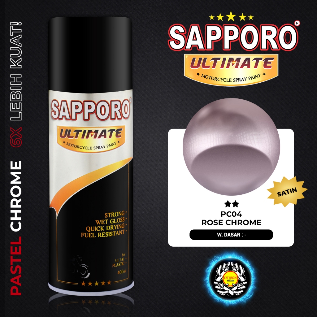 CAT SEMPROT SAPPORO ULTIMATE PC04 ROSE CHROME WARNA KROM PINK SILVER SEMI CHROME DOFF PC 04 CAT MOTO