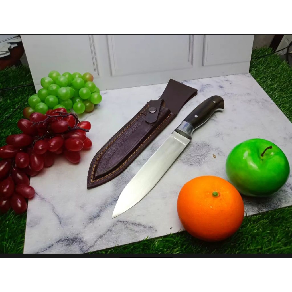pisau dapur HSS villet sarung kulit, skinner seset, sisit kulit iris dagin jagal sembelih,