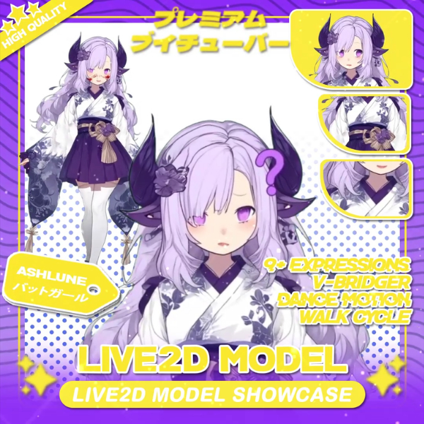 VTuber Model | Elegant Bat Girl VTuber | Ready to Use | Live2D Model | Vtuber Model 2