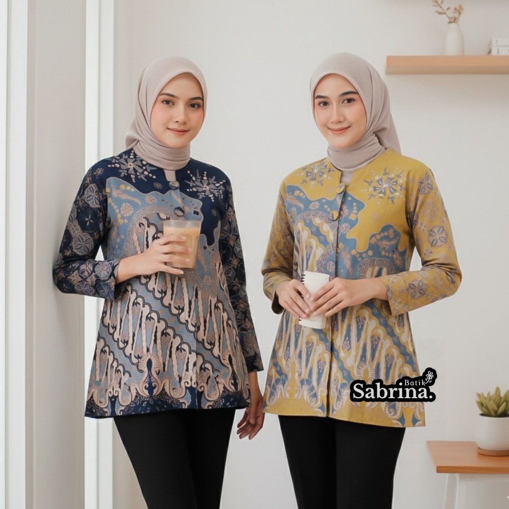 Batik Sabrina Batik Couple Modern Atasan Blouse Batik Kerja Kantor Wanita