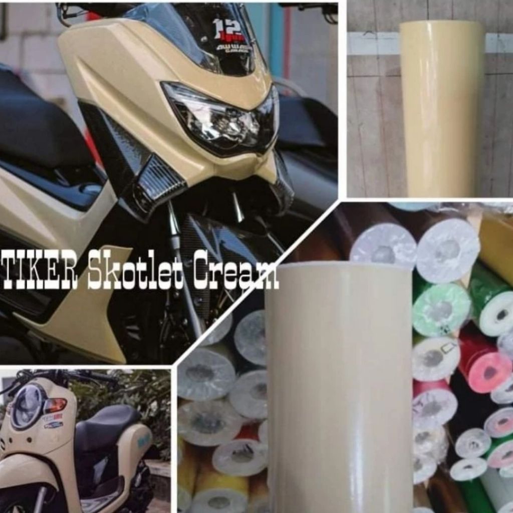 Sticker skotlet warna cream glossy skotlet motor