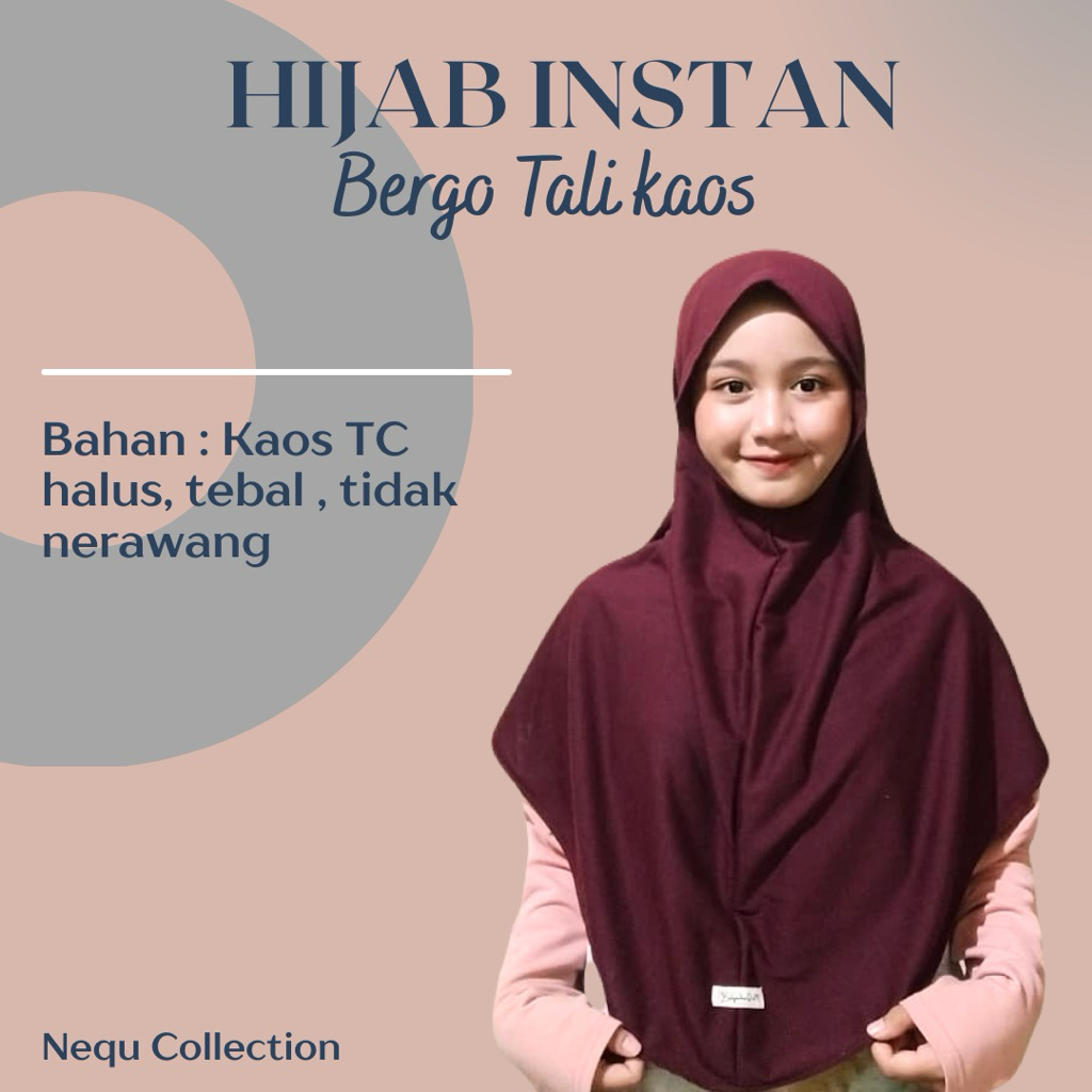 Hijab Instan Bergo Tali kaos TC | Slem bergo tali