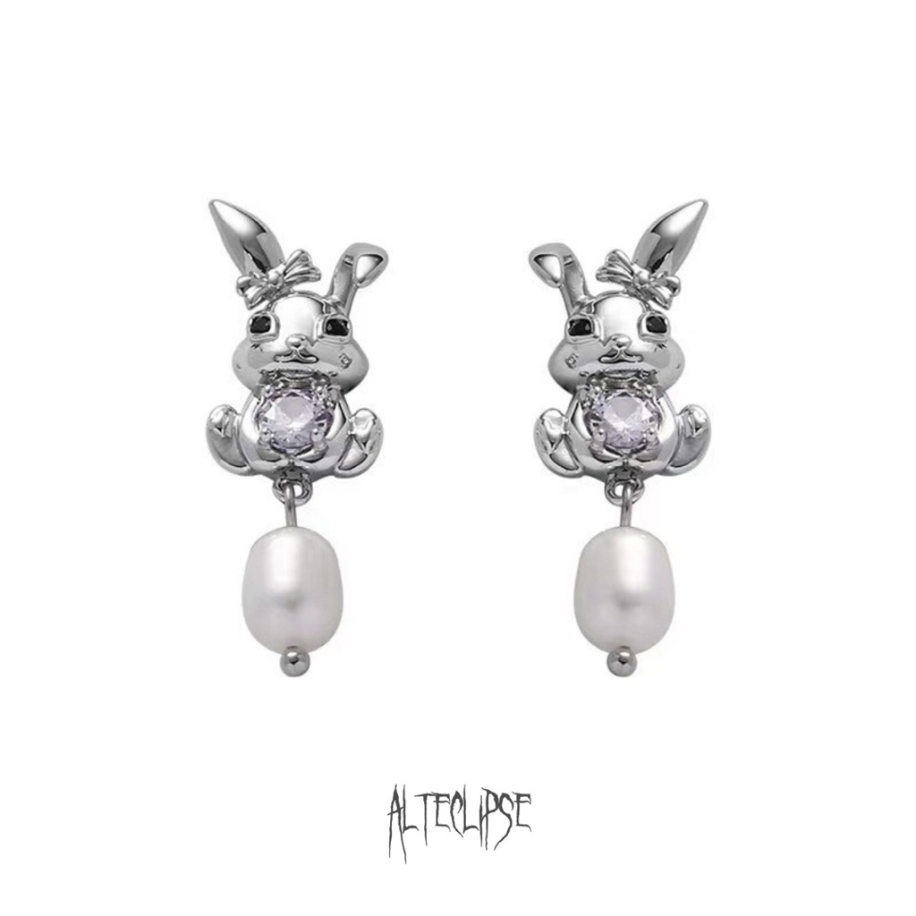 Alteclipse Shy Bunny Pearl Earrings // E51 Coquette Y2K Long Drop Earrings Anting Panjang Alteclipse