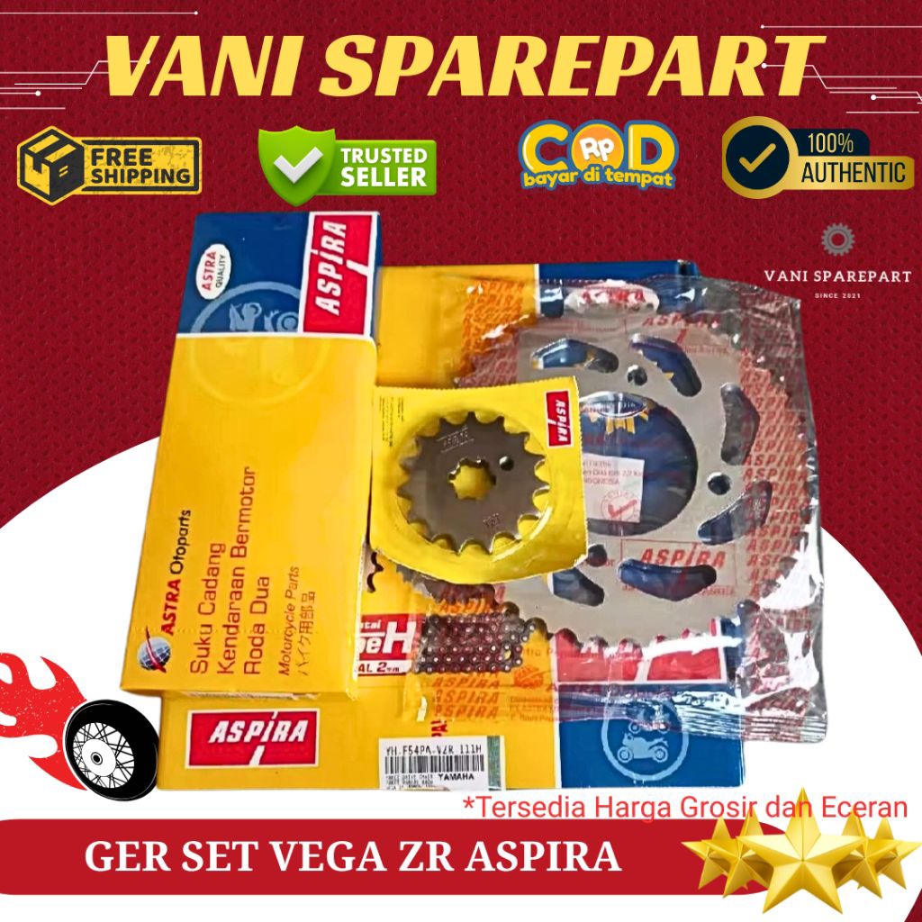 GEAR GER SET GEAR DEPAN BELAKANG RANTE RANTAI SET VEGA ZR JUPITER 115 ASPIRA
