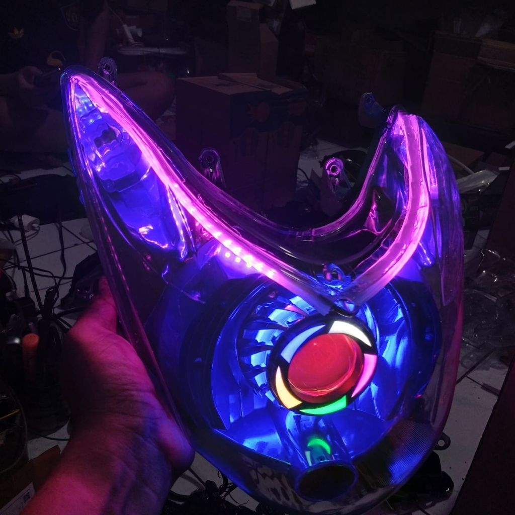 paket super keren reflektor Yamaha Mio soul karbu soul lama set lampu biled Proji custom biru set al