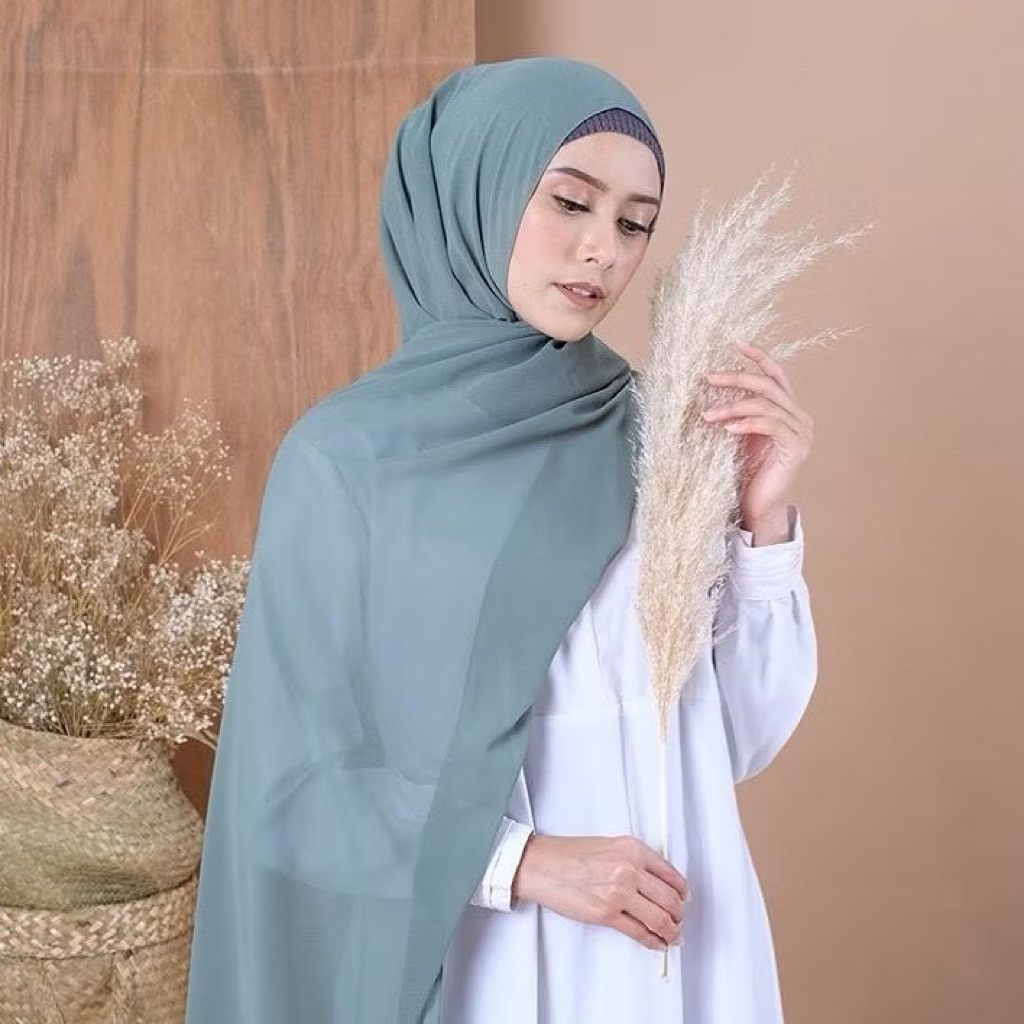 Pashmina Ceruty Biru Wardah Pashmina Ceruty wardah