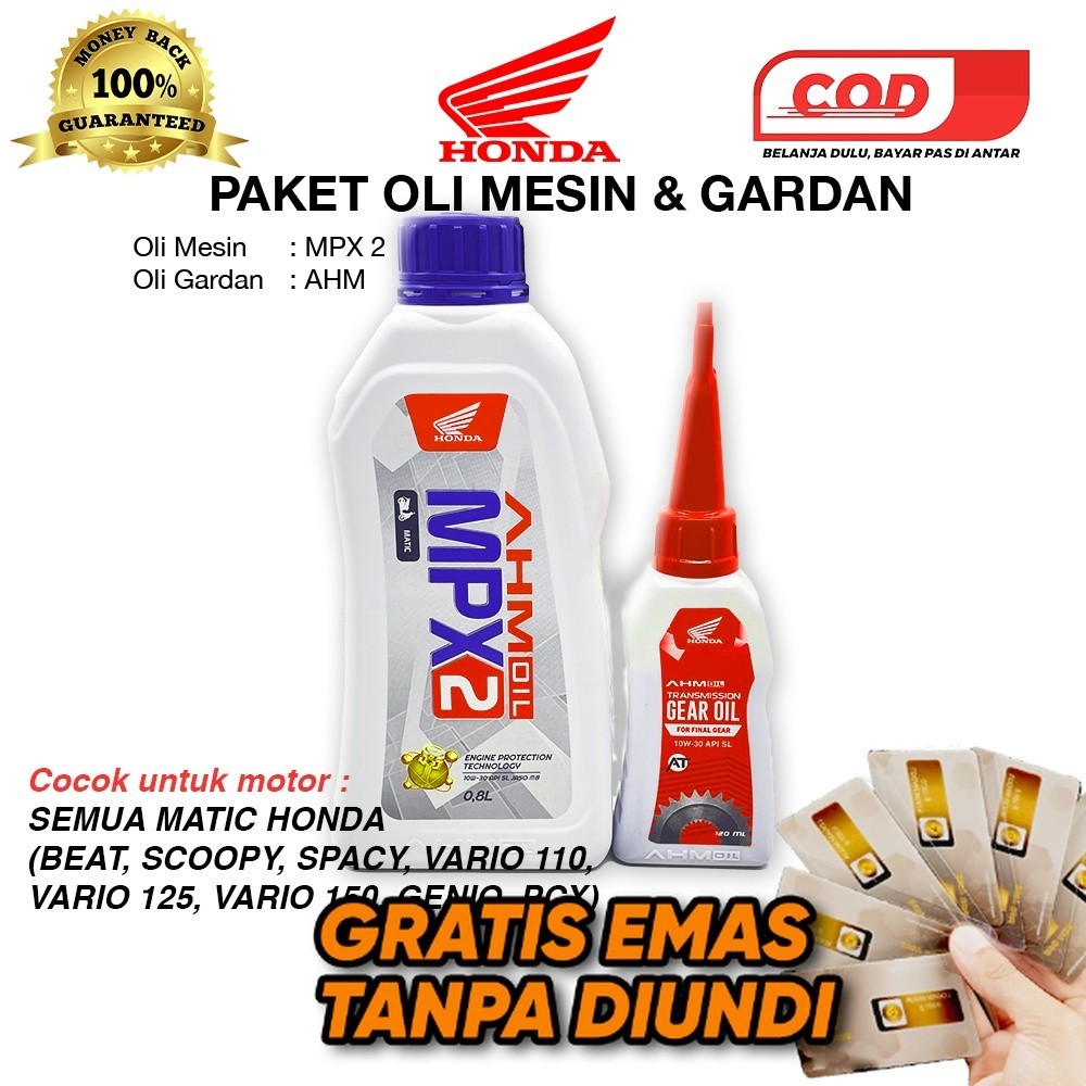 (GRATIS EMAS) PAKET OLI HONDA MPX 2 SEMUA MOTOR MATIC HONDA, BEAT, VARIO, SCOOPY, SPACY, BEAT POP, B