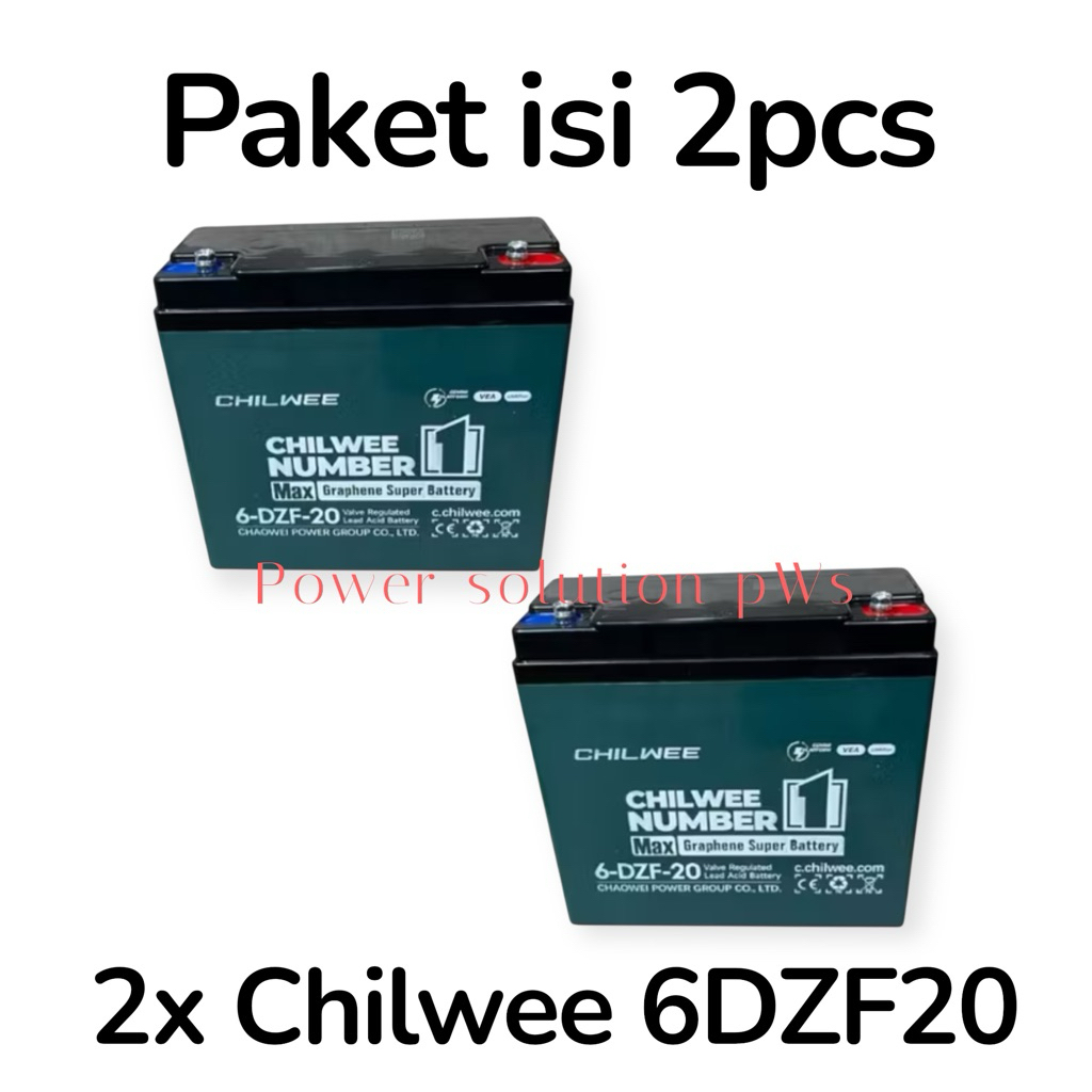 Promo Paket Baterai Motor Listrik Chilwee Model 6-DZF-20 12V 20Ah 2unit (24V 20Ah) Batre Sepeda List
