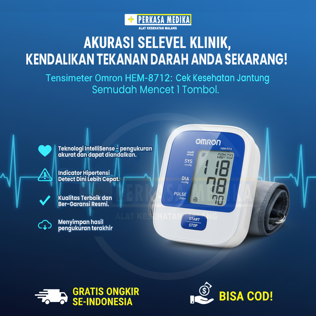 Tensimeter Digital Omron HEM-8712 Tensi Basic Alat ukur tekanan darah Perkasa Medika Malang