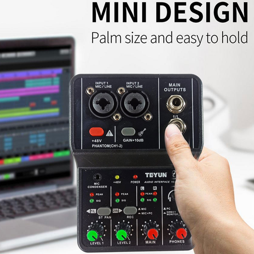 [TEMAN KAFE] Mixer Audio Mini 2 Channel / Sound Card USB Mini Portable 2 Way - Teyun Q12