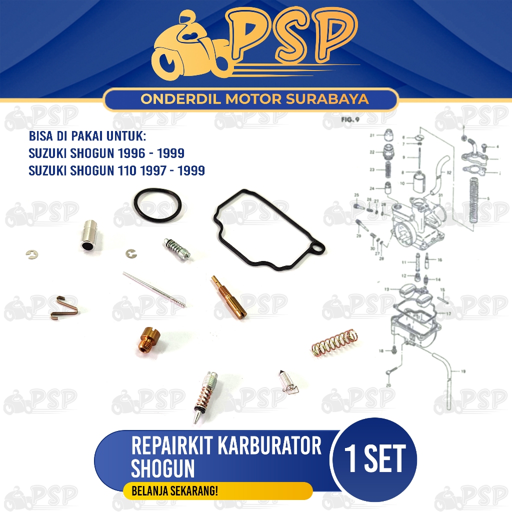 Repairkit Karburator Shogun - Repair Kit Carburator Parkit Spuyer Karbu Assy Suzuki Shogun R New
