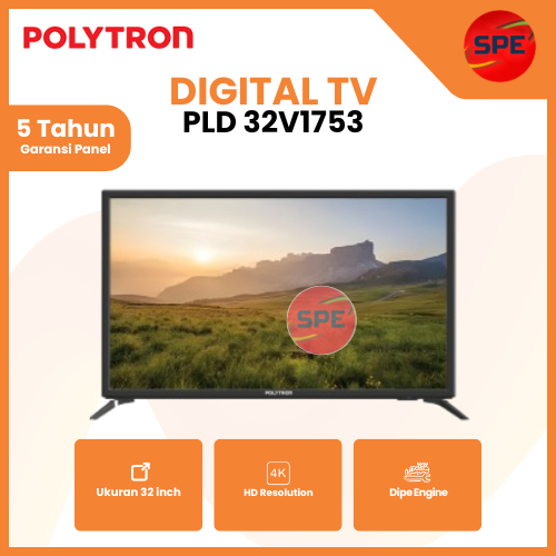 TV DIGITAL POLYTRON UKURAN 32 INCH PLD 32V1753 / PLD32V1753 GARANSI RESMI (MEDAN)