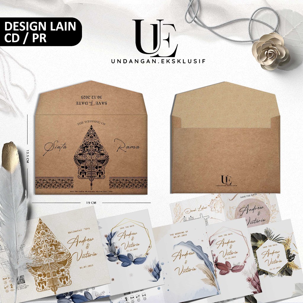 Undangan Amplop Craft + Jasmine Glitter Softcover Rustic Elegan Murah Undangan Eksklusif