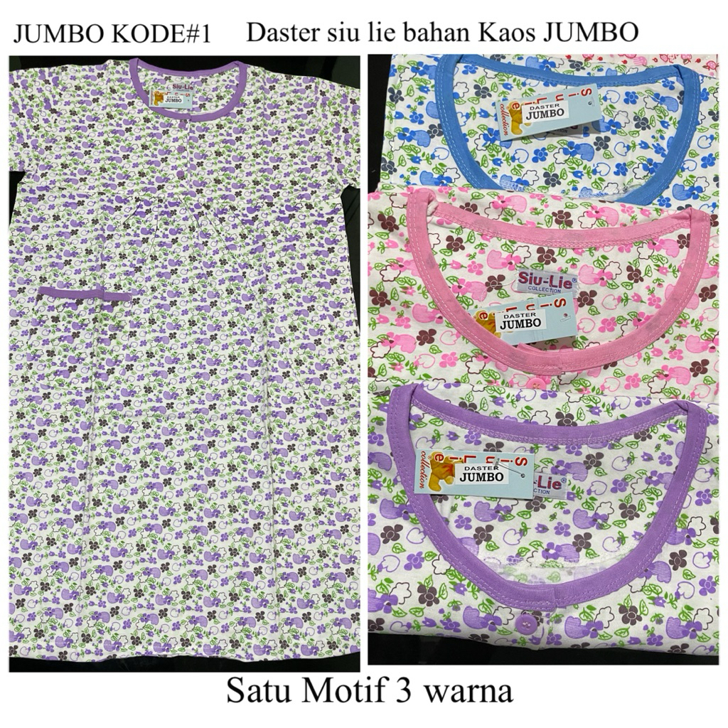 Daster Kaos Jumbo Siu Lie LD 120 baju tidur wanita