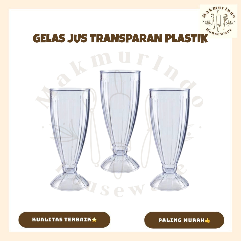 Gelas Jus Akrilik Tebal / Gelas Jus Plastik 300 ml Isi 1 Pcs