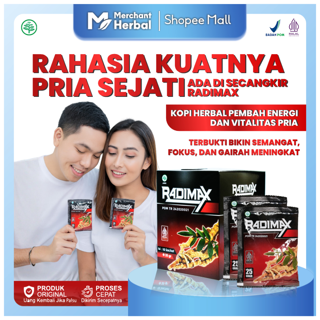 Radimax Kopi Penambah Stamina & Tenaga Pria Dewasa 100% Herbal Original – Aman Tanpa Efek Samping