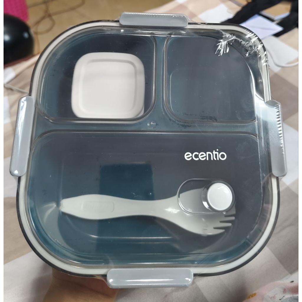 ecentio lunch box 3 grid biru tua