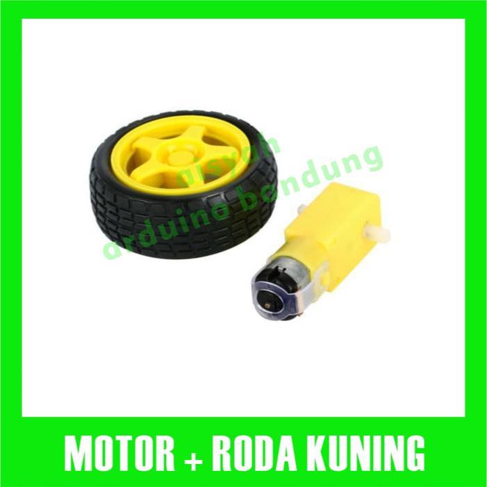 Motor DC Gearbox + Roda Robot Motor DC Motor Gearbox Kuning