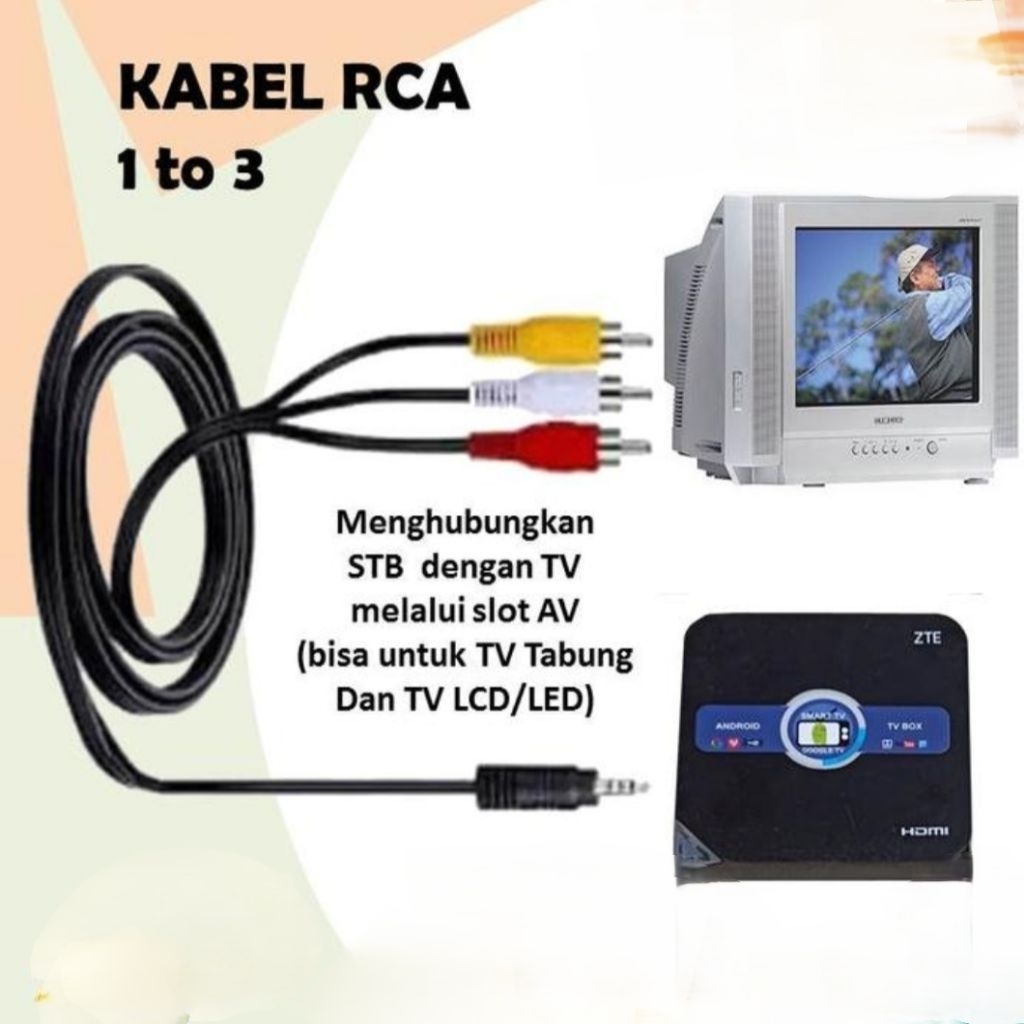 Kabel rca android box 1 to 3 kabel penghubung dari set top box android tv box ke tv tabung LCD LED