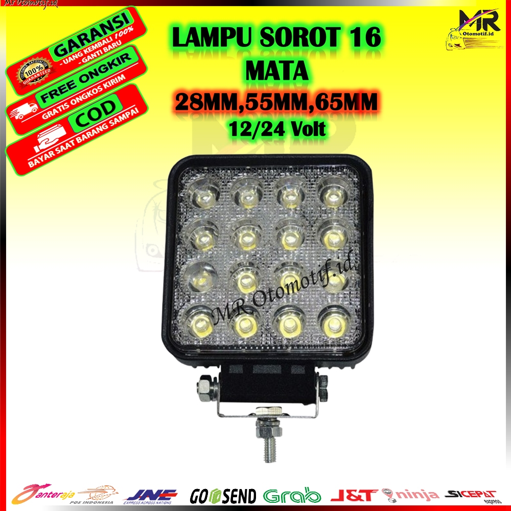 Lampu Variasi  Work Led Tembak Sorot 16 Mata 48 Watt 65 Mm 6,5 Cm Mobil Truk Truck Pick Up Pickup 12
