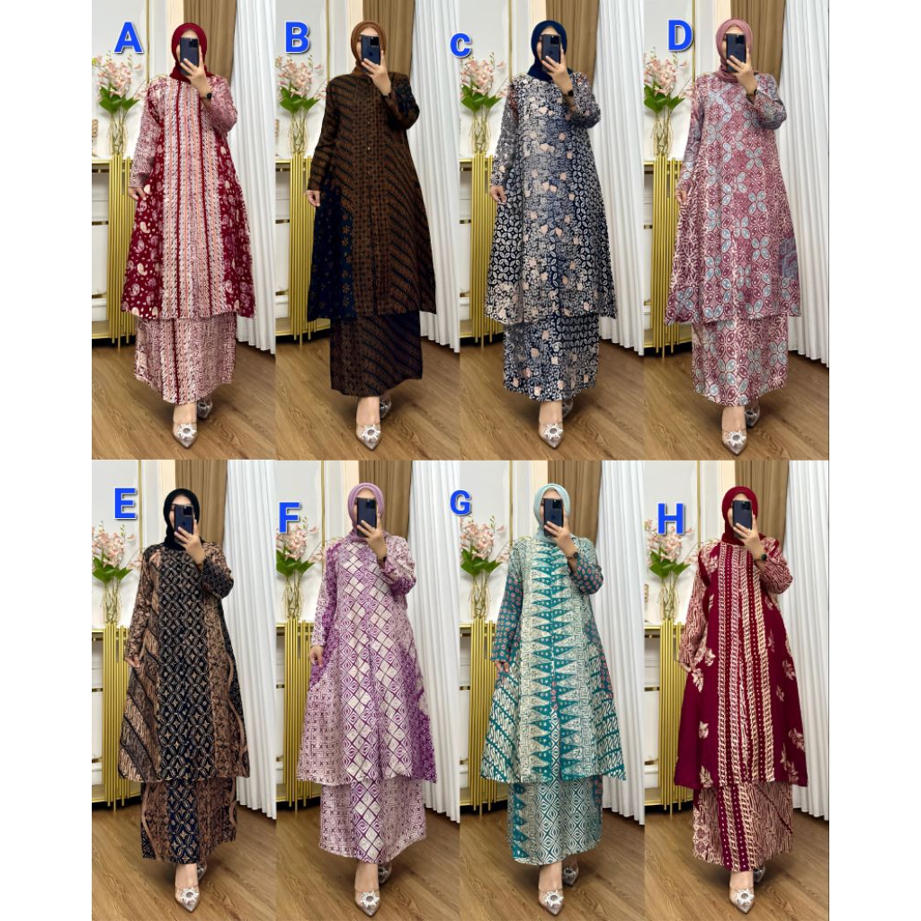 set tunik setelan rok one set batik premium