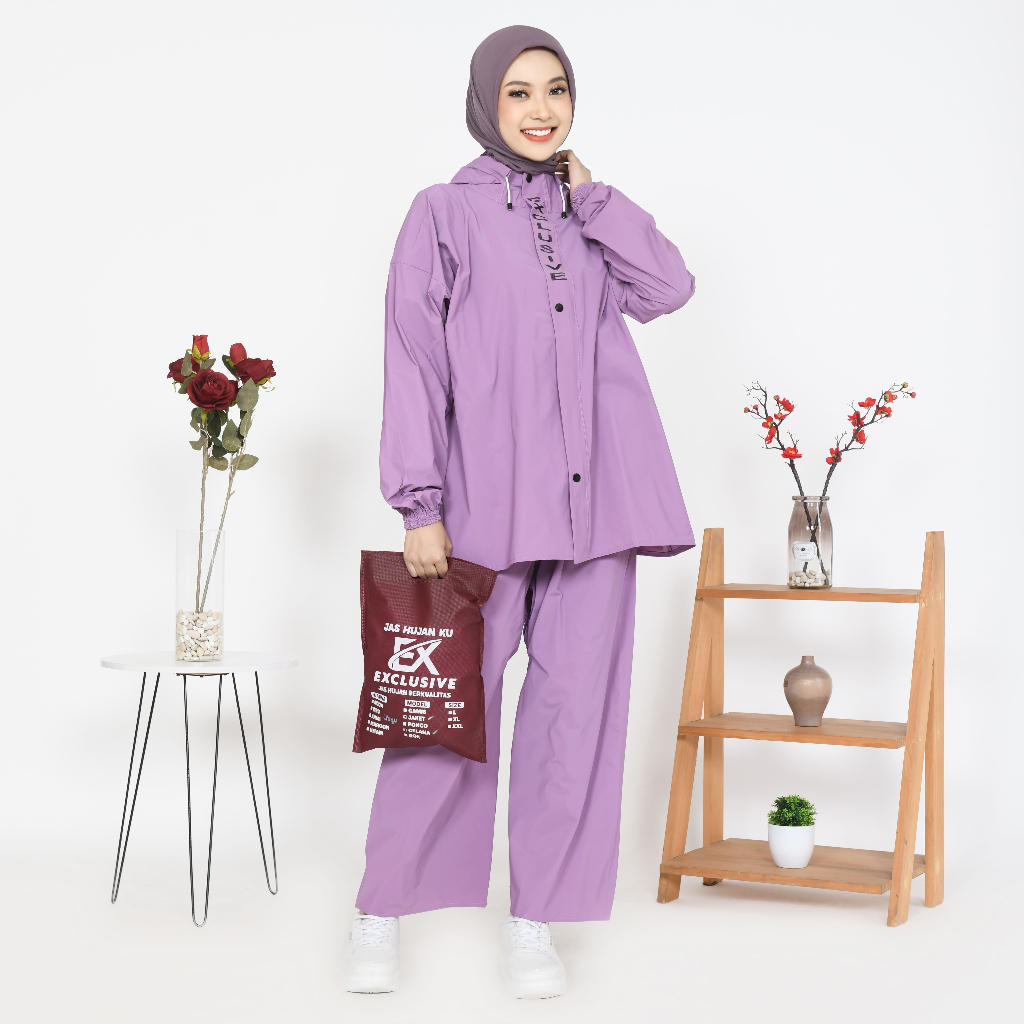 Jas Hujan Setelan Hoodie EXCLUSIVE Pria Wanita Anti Rembes JAHIT PRESS