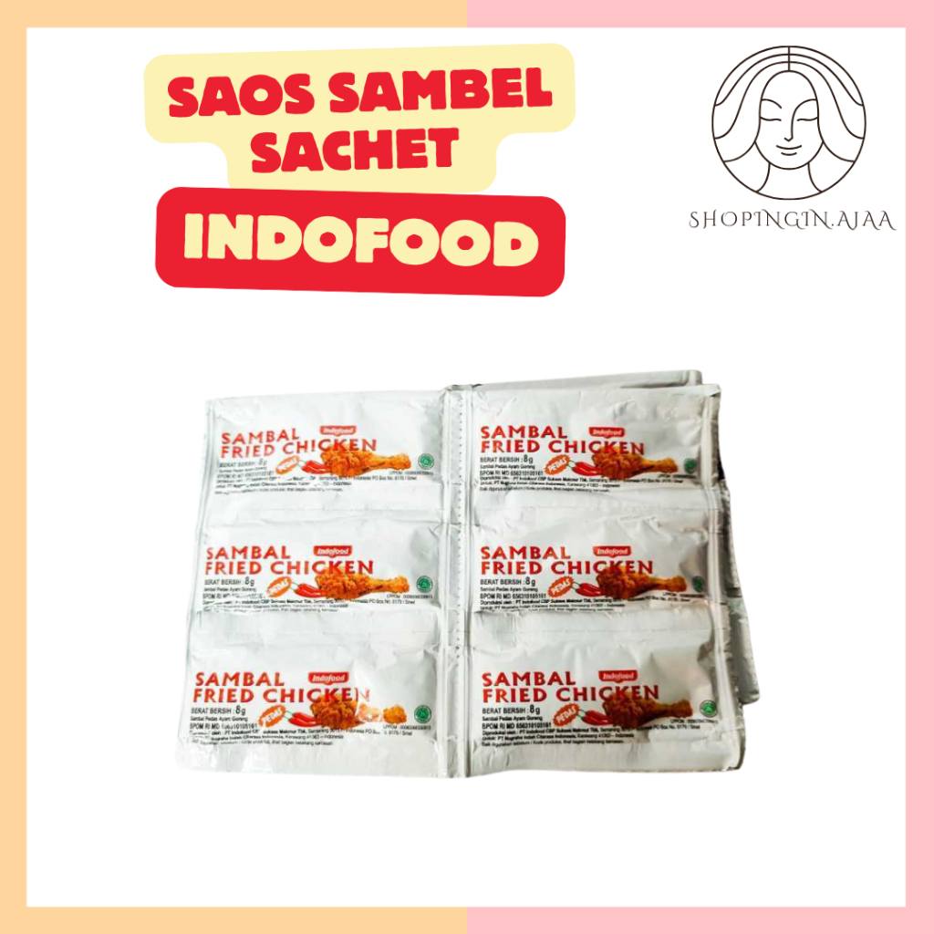 Saus Sambel Sachet Indofood Putih 24 sachet | Indofood Saus Sambal Fried Chicken Pedas 8gr