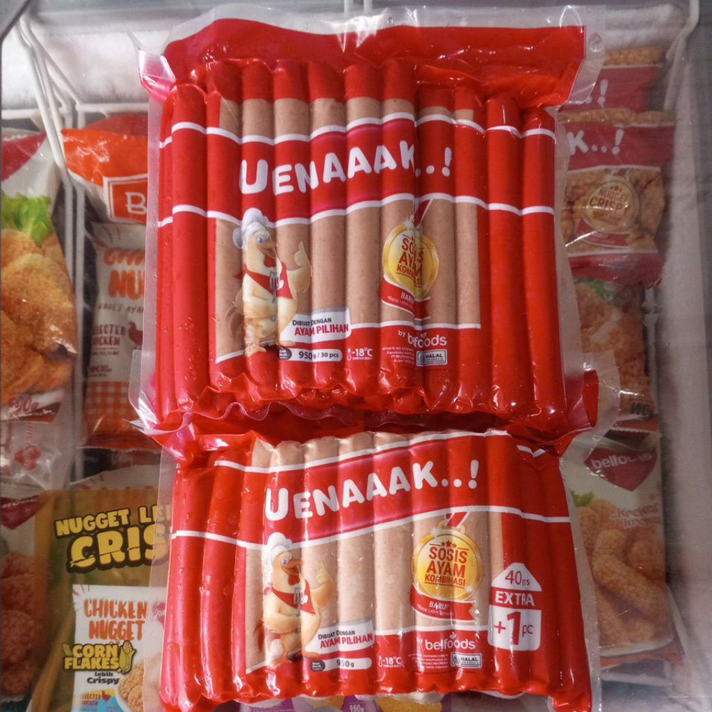 BELFOODS Sosis Ayam 950gr 950 gram 1kg 1 kg (30pcs panjang) | (40+1pcs pendek) Uenaaak
