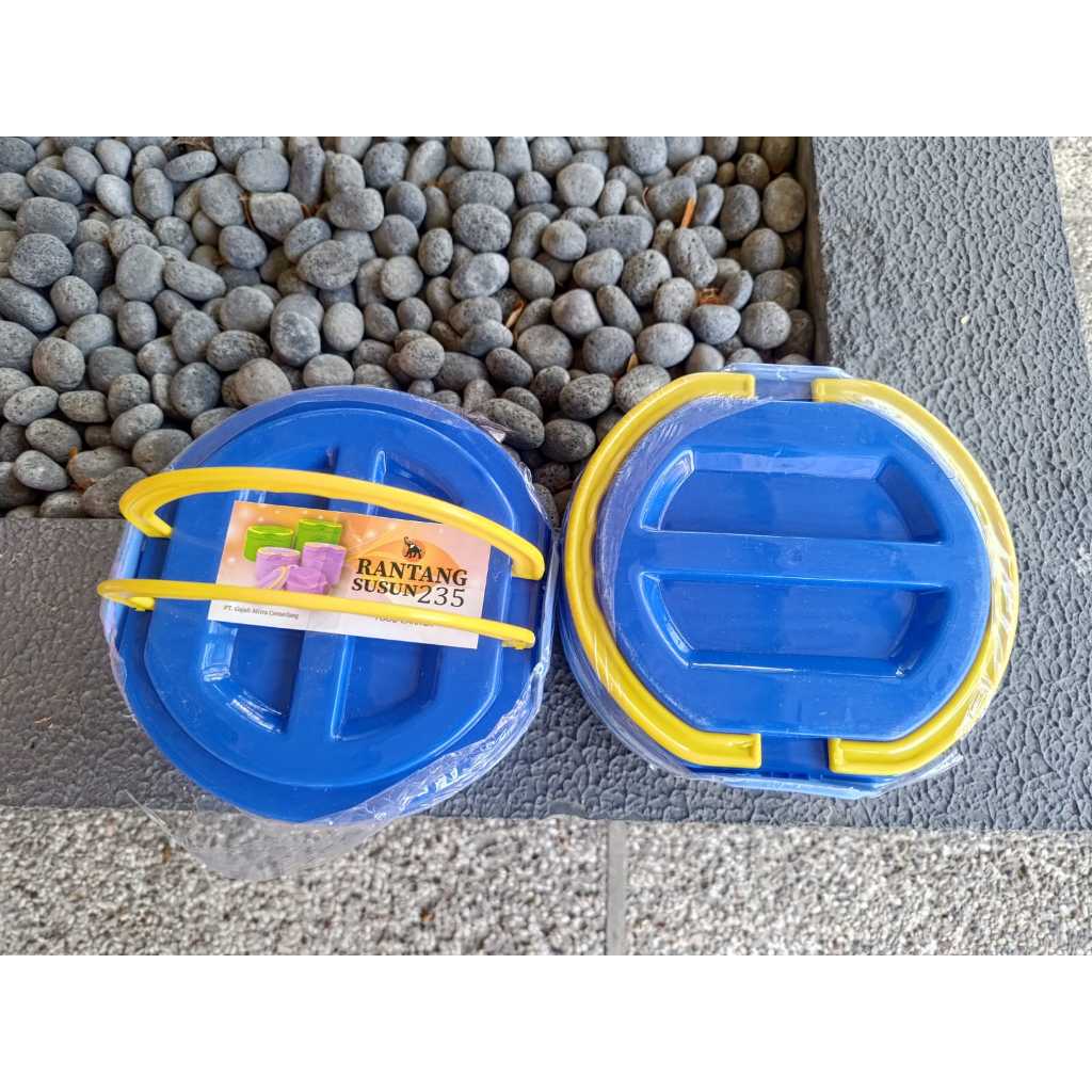 GROSIR 12 PCs Rantang Plastik Bekal Susun 2 Warna Biru