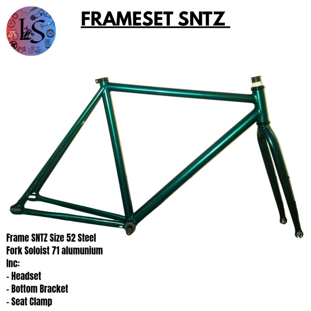 Frameset SNTZ Size 52 Fork Soloist 71 Alumunium Frame balap/fixie ringan dan kokoh