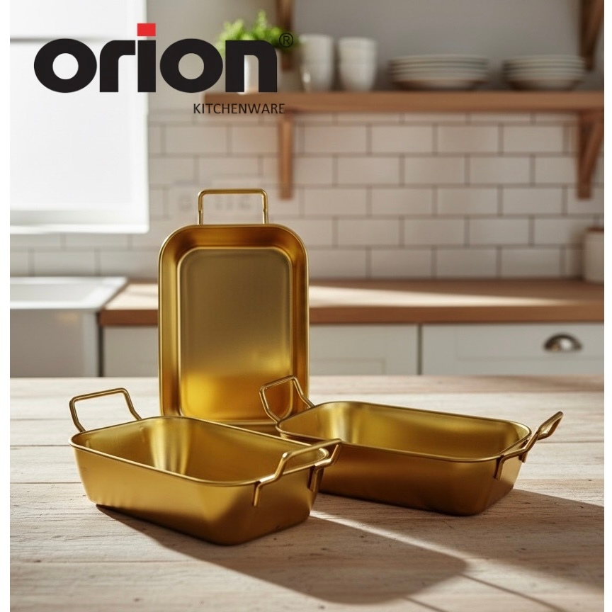 Piring Saji Korea Persegi Emas ORION Golden Square Pan