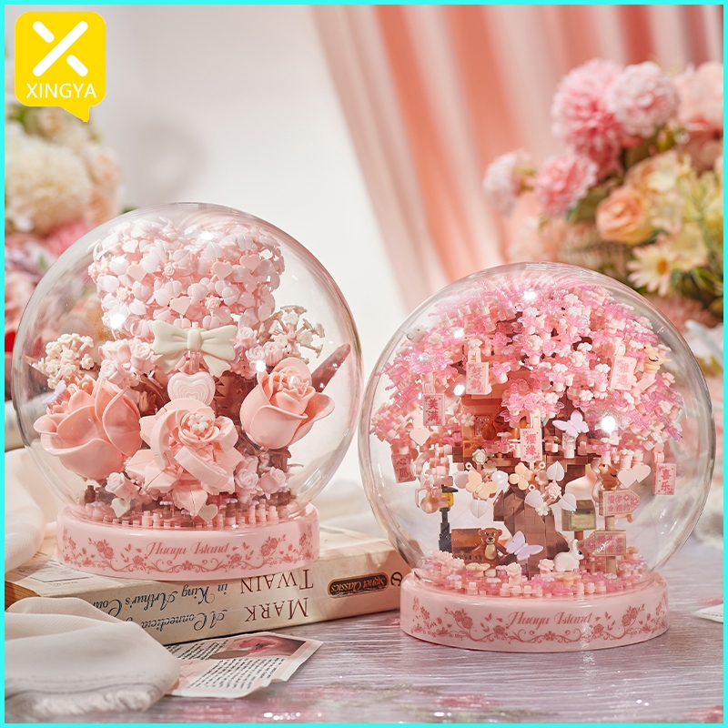 XINGYA (Lampu+BOX) Bricks sakura mainan bricks pohon sakura mainan anak perempuan hadiah cewek