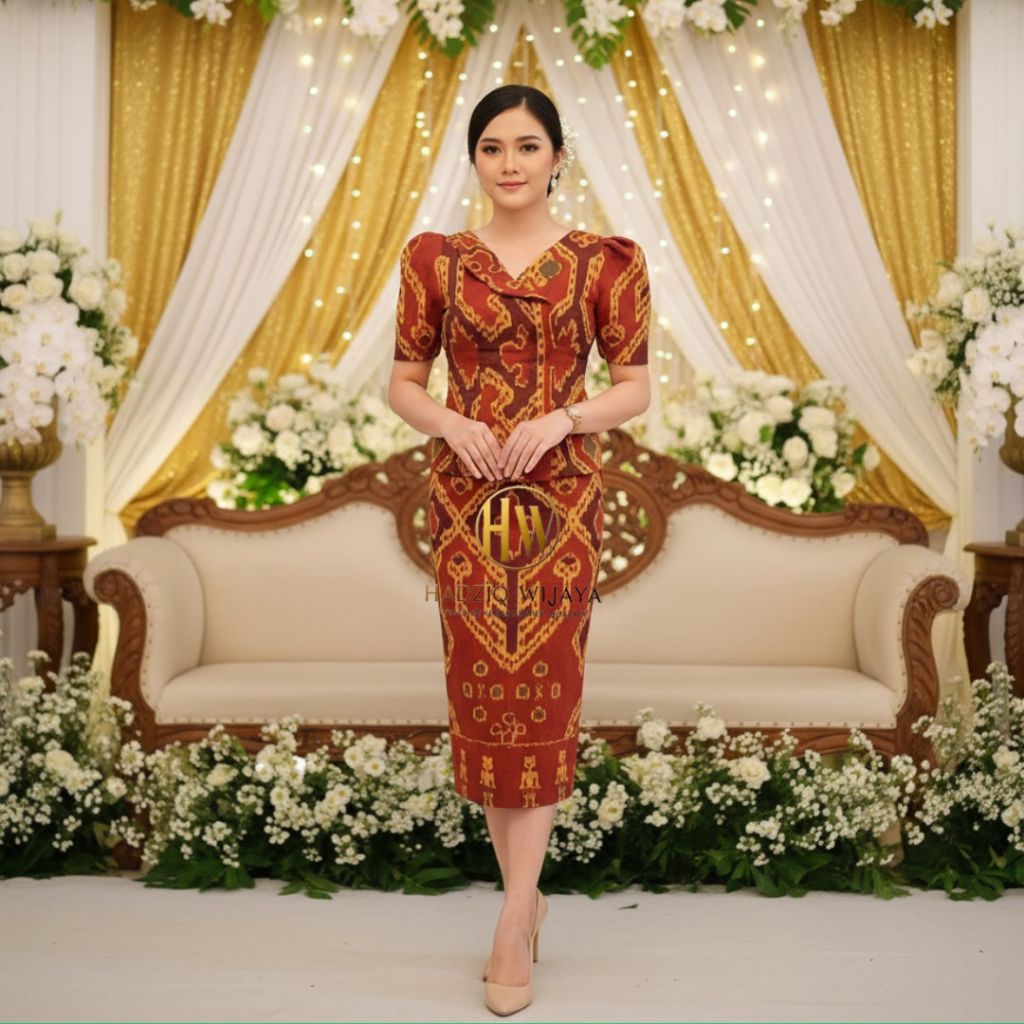 HADZIQ WIJAYA STELAN ROK BLUS TENUN JEPARA SUPER MOTIF TORAJA