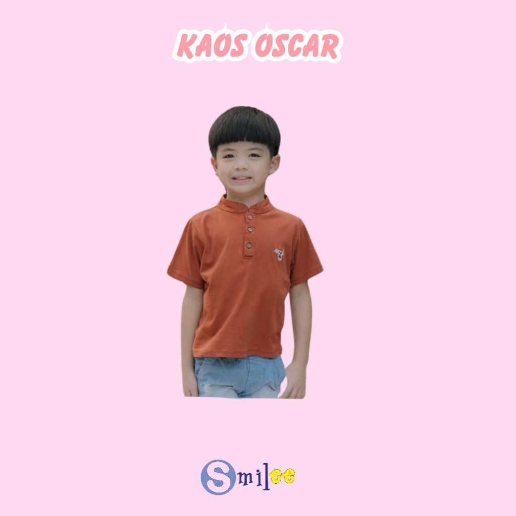 Kaos Anak Cowok Oscar Smilee Warna Coklat Tua Size 1-5 Tahun