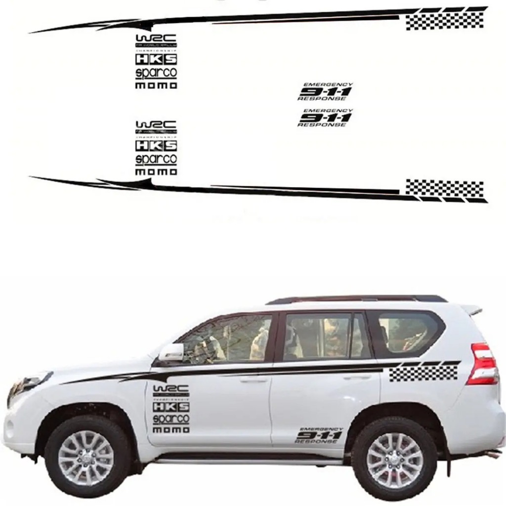 Stiker Vinil Tahan Air Bodi Samping Mobil Warna Hitam Stiker Dekorasi Gaya Mobil DIY Mobil Granmax A