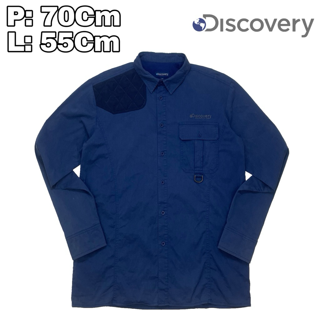 B62 Kemeja PDL Outdoor Discovery Expedition Navy  Baju Krah Lengan Panjang Hiking Pendaki Gunung