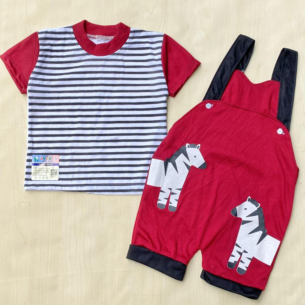 Jumpsuit Kodok Bayi Overal Bayi Baru Lahir Baju Celana Overal Motif Salur Overal Bayi 3-12 Bulan - A