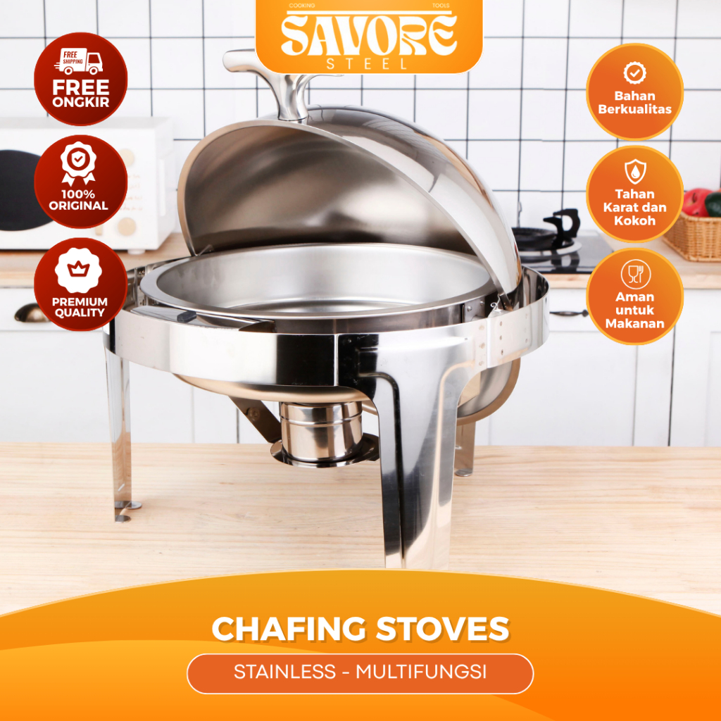 Savore Steel - Rolltop Bulat Prasmanan/Chafing Dish Stainless Steel Premium–Tempat Hidangan Prasmana