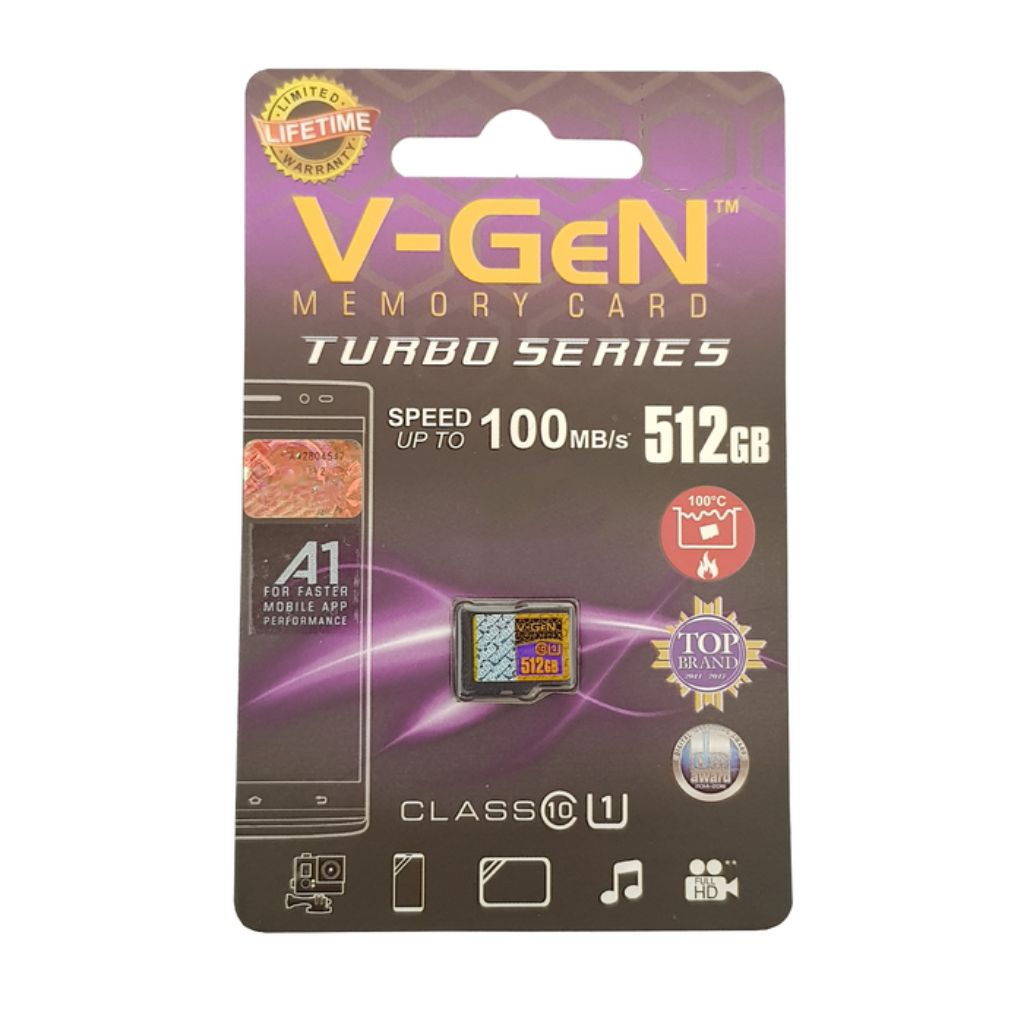 [ORIGINAL] V-GeN Micro SD Turbo Class 10 512GB up to 100 mb/s Support FULL HD